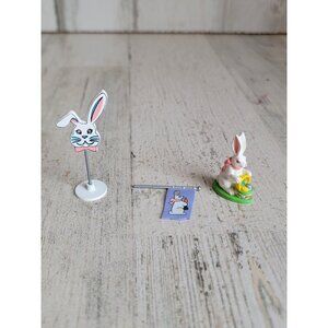 Dept 56 Easter bunny sign set village accessory set spring